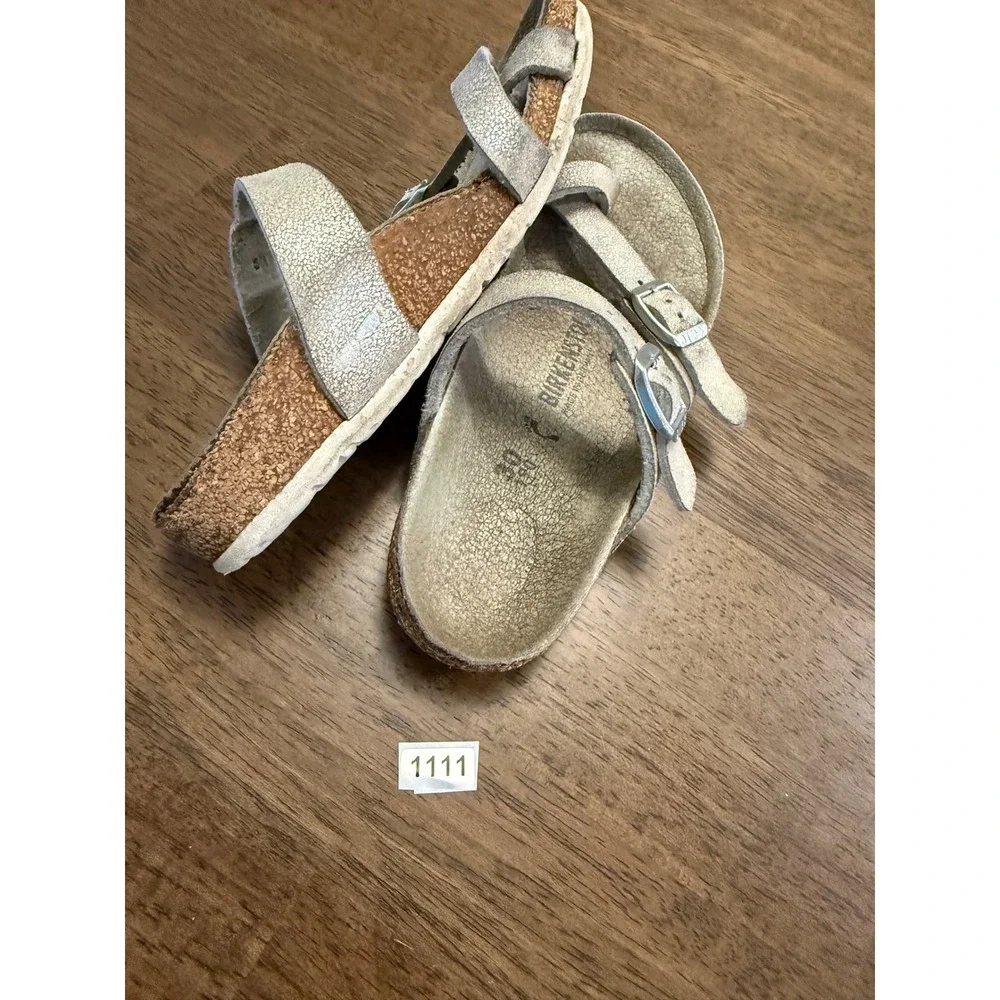 Birkenstock Mayari Kids Sandals Silver Metallic Crackle EU 30 US‎ 12-12.5 Buckle